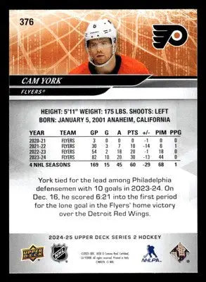 2024-25 Upper Deck #376 Cam York - Hockey Card Single