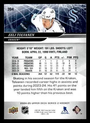 2024-25 Upper Deck #394 Eeli Tolvanen - Hockey Card Single