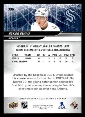 2024-25 Upper Deck #396 Ryker Evans - Hockey Card Single