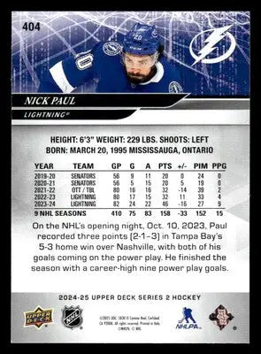 2024-25 Upper Deck #404 Nick Paul - Hockey Card Single