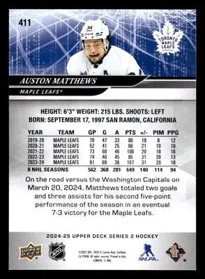 2024-25 Upper Deck #411 Auston Matthews - Hockey Card Single