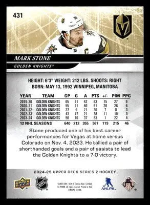 2024-25 Upper Deck #431 Mark Stone - Hockey Card Single