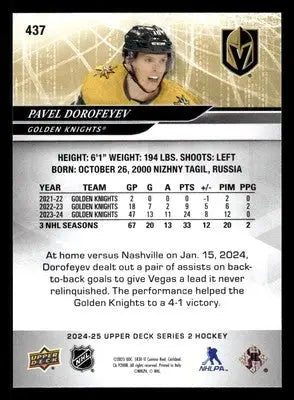 2024-25 Upper Deck #437 Pavel Dorofeyev - Hockey Card Single