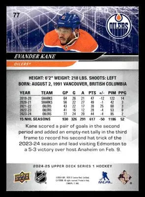 2024-25 Upper Deck #77 Evander Kane - Hockey Card Single