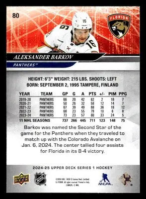 2024-25 Upper Deck #80 Aleksander Barkov - Hockey Card Single