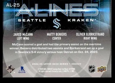 2024-25 Upper Deck #AL-25 Jared McCann/Matty Beniers/Oliver Bjorkstrand A-Lines - Hockey Card Single