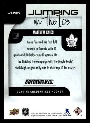 2024-25 Upper Deck Credentials #JI-MK Matthew Knies Jumping on the Ice - Hockey Card Single