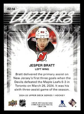 2024-25 Upper Deck #DZ-14 Jesper Bratt Dazzlers Blue - Hockey Card Single