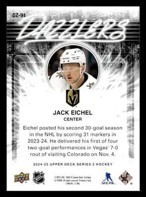 2024-25 Upper Deck #DZ-91 Jack Eichel Dazzlers Blue - Hockey Card Single