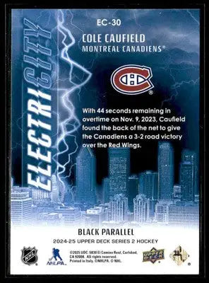 2024-25 Upper Deck #EC-30 Cole Caufield ElectriCity Black - Hockey Card Single