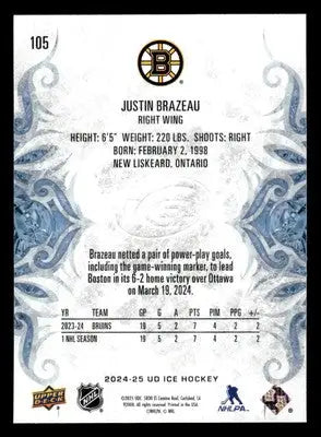 2024-25 Upper Deck Ice #105 Justin Brazeau - Hockey Card Single