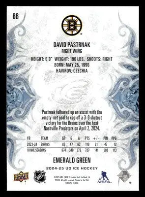 2024-25 Upper Deck Ice #66 David Pastrnak Emerald Green - Hockey Card Single