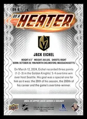 2024-25 Upper Deck #OH-6 Jack Eichel On a Heater - Hockey Card Single