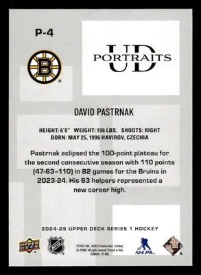 2024-25 Upper Deck #P-4 David Pastrnak UD Portraits - Hockey Card Single