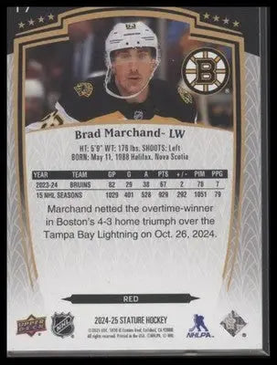 2024-25 Upper Deck Stature Brad Marchand #17 Red SN #/249 Boston Bruins