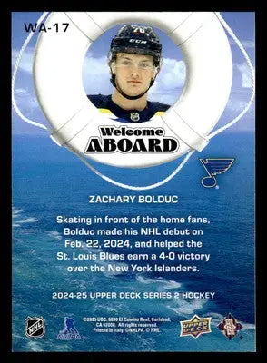 2024-25 Upper Deck #WA-17 Zachary Bolduc Welcome Aboard - Hockey Card Single