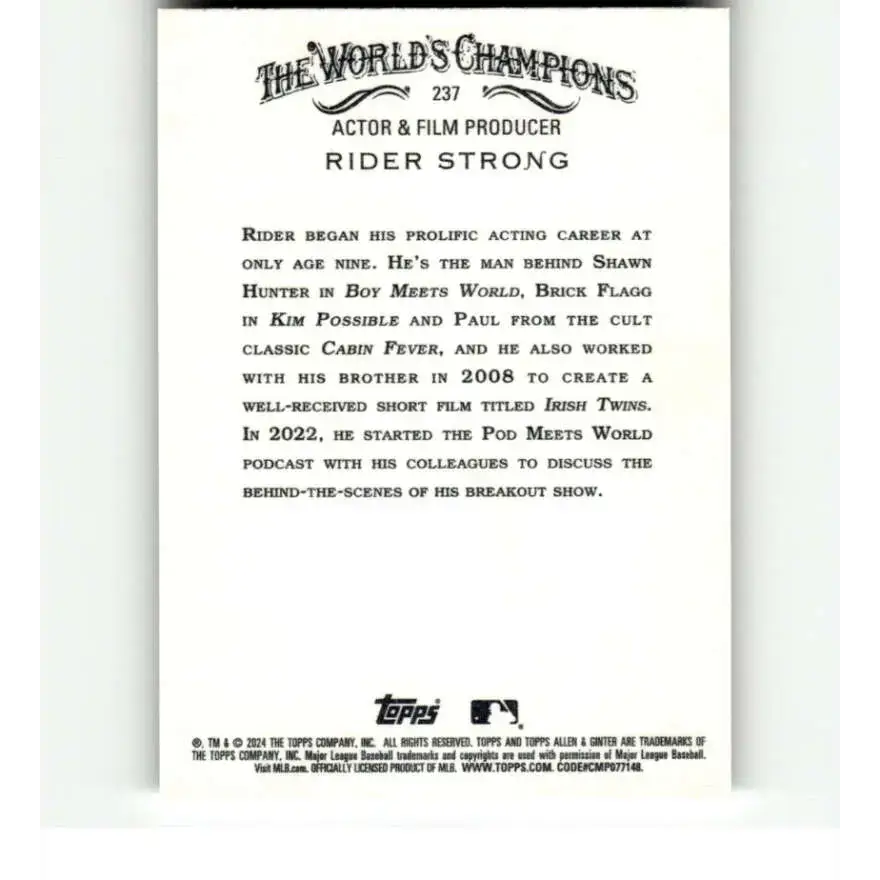2024 Allen & Ginter #237 Rider Strong NM-MT Non-Baseball Baseball Card - Baseball Card Single