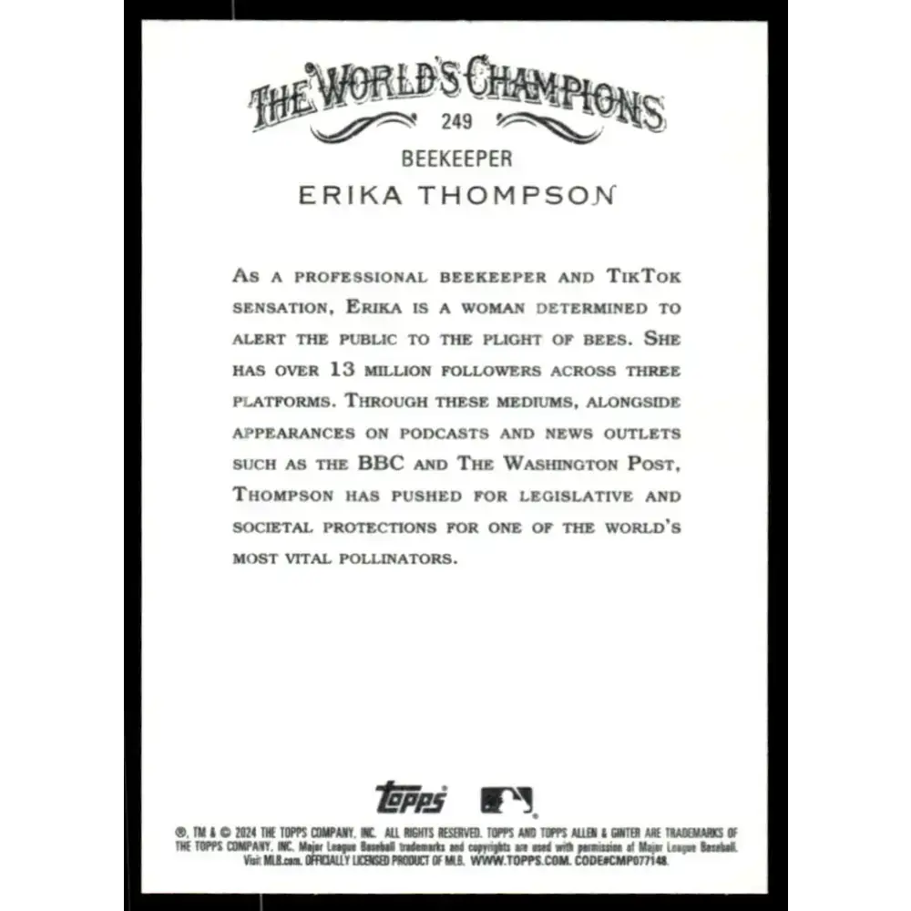 2024 Allen & Ginter #249 Erika Thompson NM-MT Non-Baseball Baseball Card - Baseball Card Single