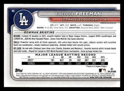 2024 Bowman #43 Freddie Freeman - Baseball Card Single