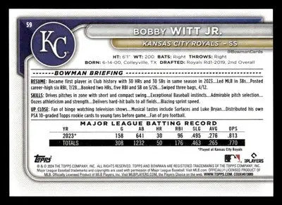2024 Bowman #59 Bobby Witt Jr. - Baseball Card Single