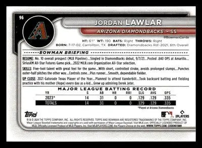 2024 Bowman #96 Jordan Lawlar - Baseball Card Single