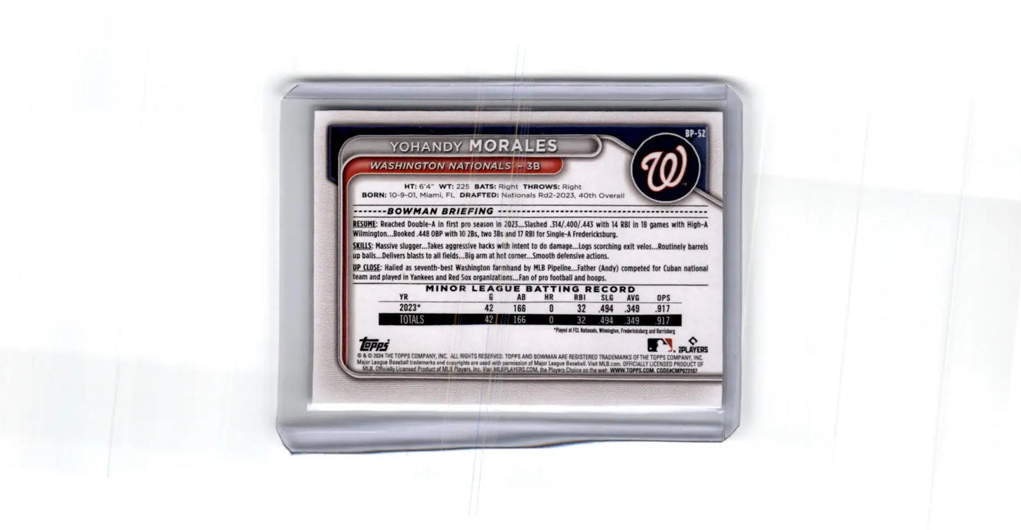 2024 Bowman #BP-52 Yohandy Morales Prospects - Baseball Card Single