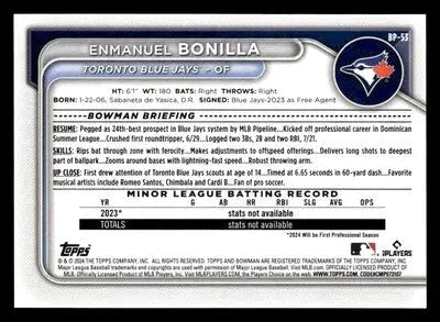 2024 Bowman #BP-53 Enmanuel Bonilla Prospects - Baseball Card Single