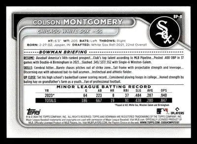 2024 Bowman #BP-8 Colson Montgomery Prospects - Baseball Card Single