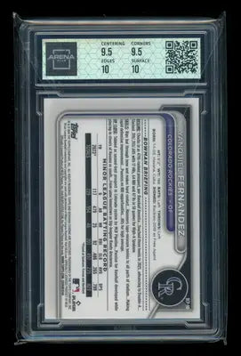 2024 Bowman Chrome Fuchsia Lunar Ref Yanquiel Fernandez #BCP-90 184/199 SC 10 - Baseball Card Single
