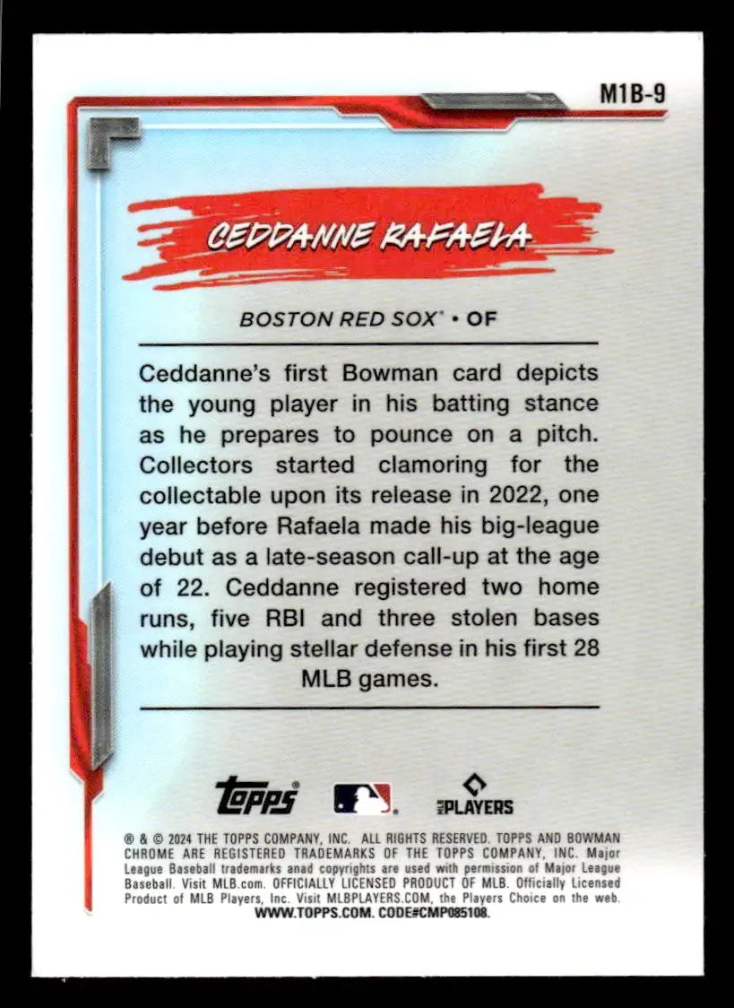 2024 Bowman Chrome #M1B-9 Ceddanne Rafaela My 1st Bowman - Baseball Card Single