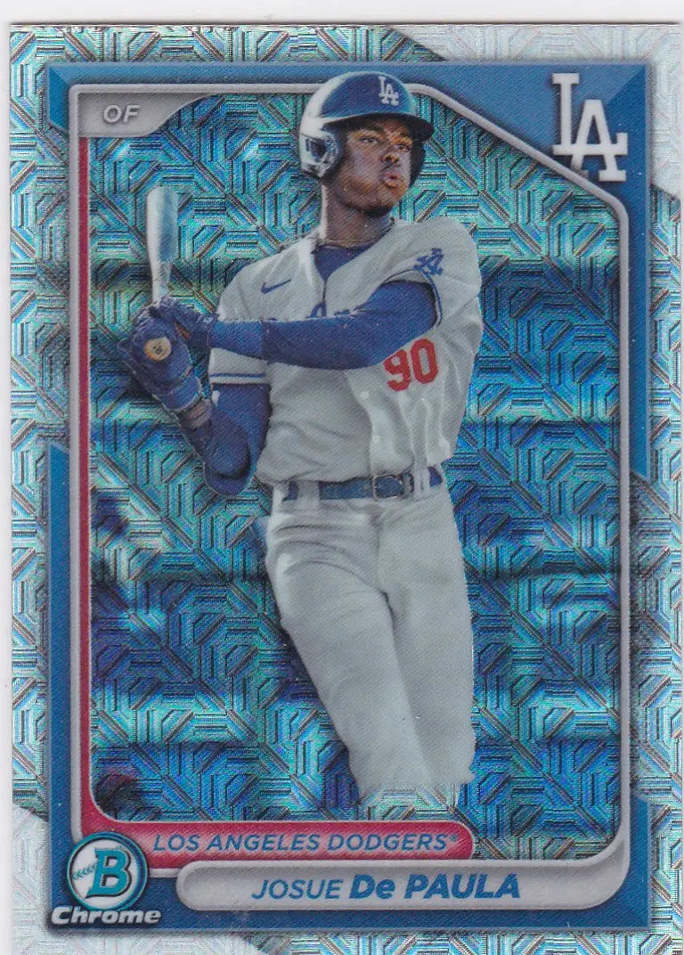 Josue De Paula Bowman Chrome Mojo baseball card Los Angeles Dodgers player image