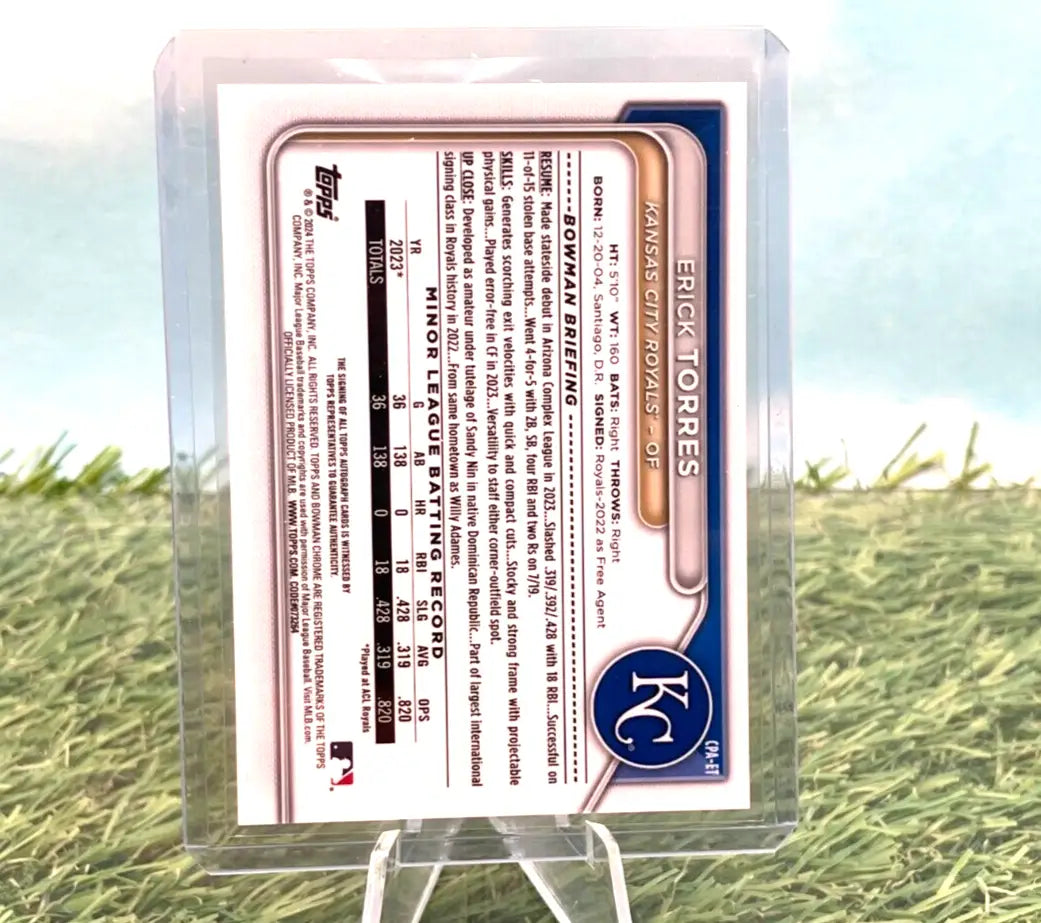 2024 Bowman Chrome Prospect -ERICK TORRES- 1st Auto - Kansas City Royals - Baseball Card Single