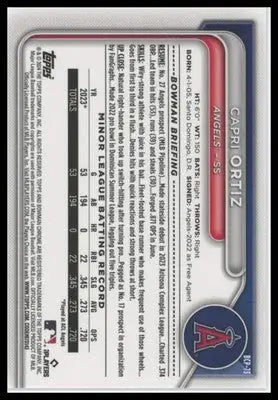 2024 Bowman - Chrome Prospects Lunar Glow Capri Ortiz BCP-73 Angels Baseball NM - Baseball Card Single
