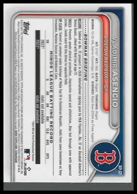 2024 Bowman Chrome Prospects Mojo Refractors #BCP-227 Vladimir Asencio #122/150