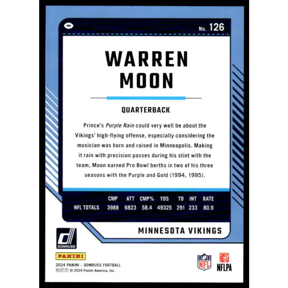 2024 Donruss #126 Warren Moon NM-MT Minnesota Vikings Football Card - Football Card Single
