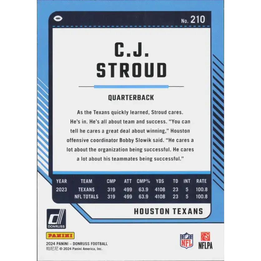 2024 Donruss #210 C.J. Stroud NM-MT Houston Texans Football Card - Football Card Single
