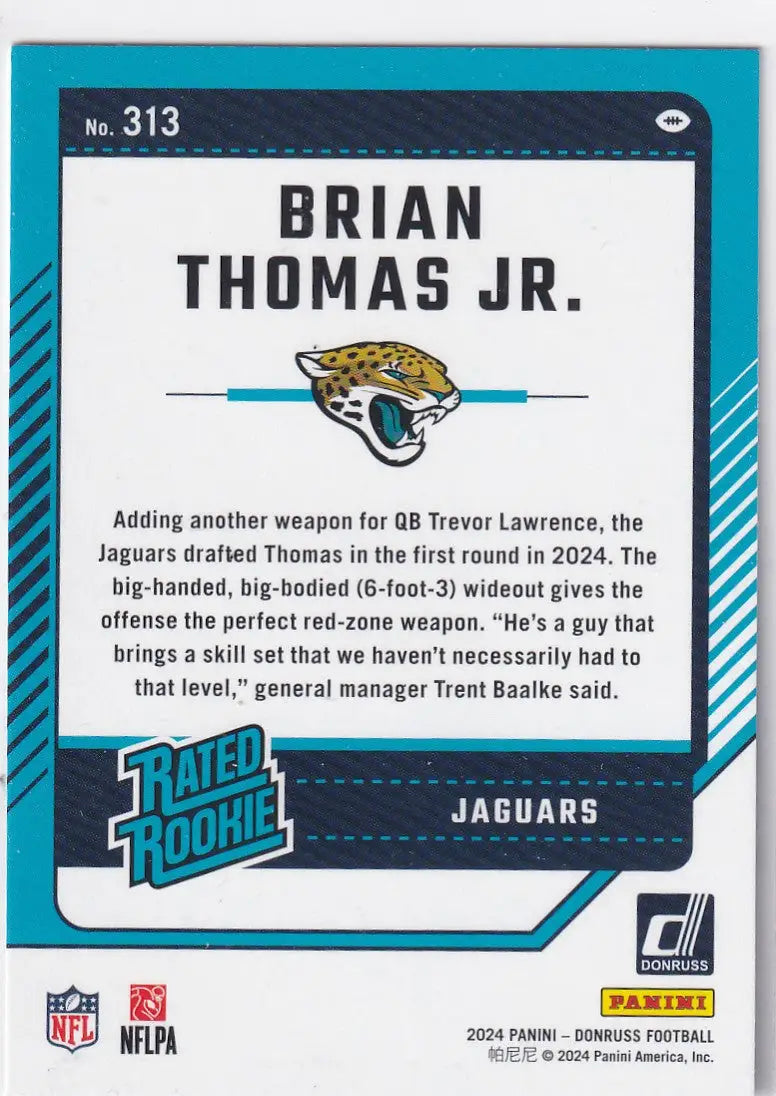 2024 DONRUSS #313 BRIAN THOMAS JR- JACKSONVILLIE JAGUARS - Football Card Single