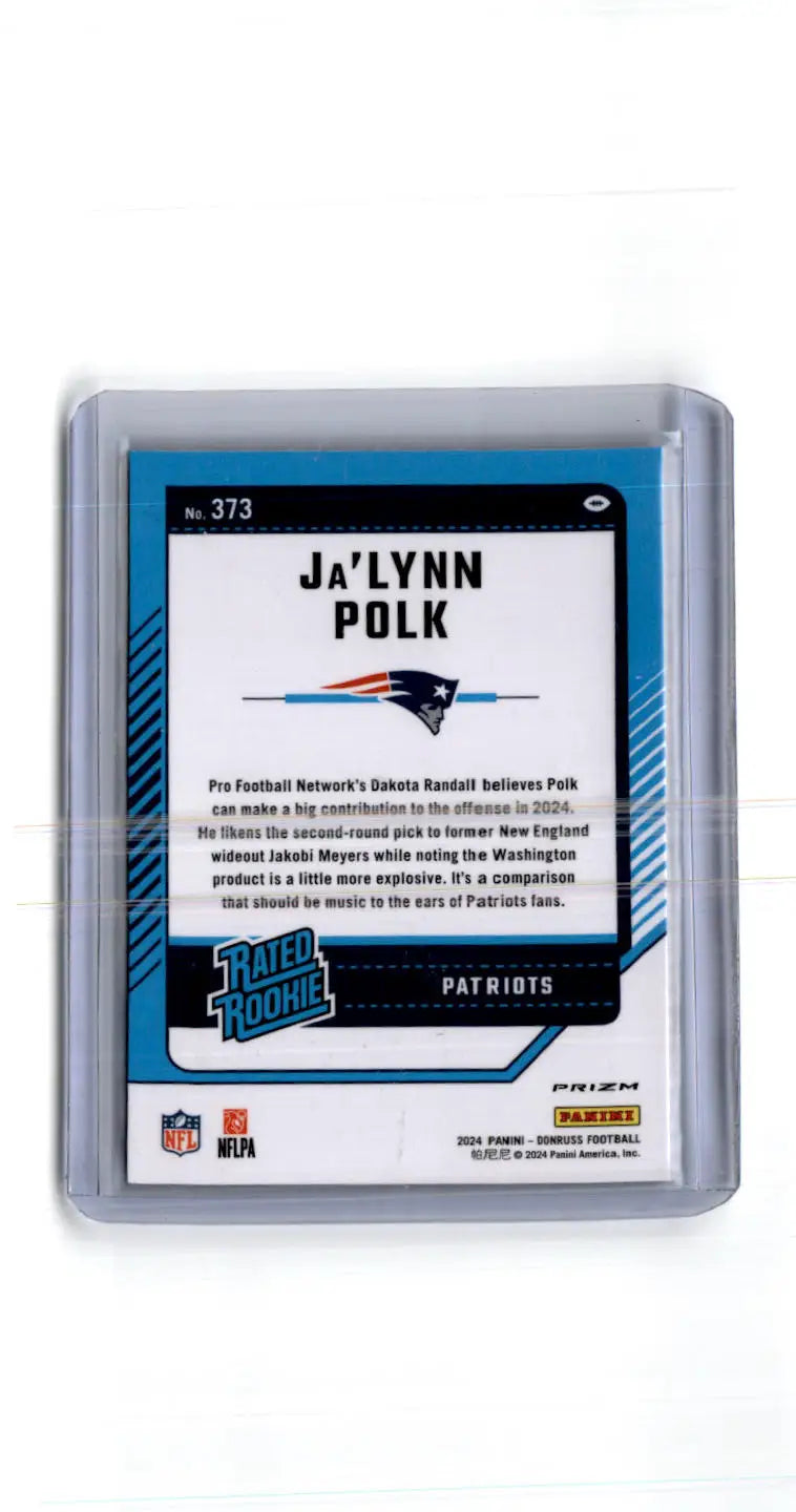 2024 Donruss #373 Ja’Lynn Polk Optic Rated Rookies Preview Blue Scope - Football Card Single