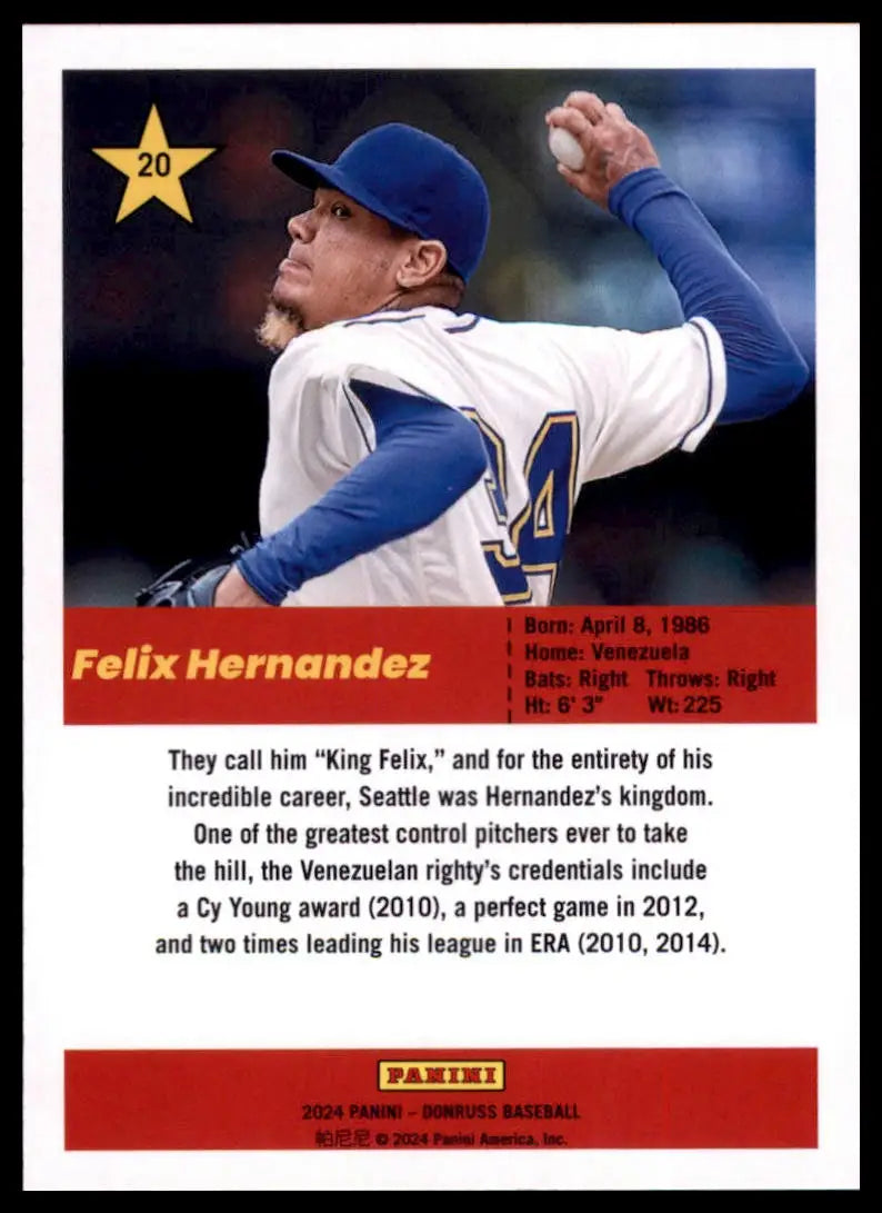 2024 Donruss - Action All-Stars Felix Hernandez 20 Seattle Mariners Baseball NM - Baseball Card Single