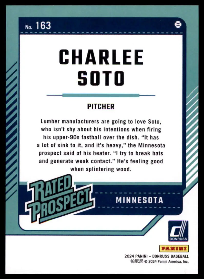 2024 Donruss - Blue Charlee Soto 163 /149 Minnesota Twins NM - Baseball Card Single