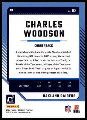 2024 Donruss Charles Woodson 63 Oakland Raiders - Football Card Single