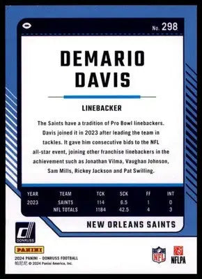 2024 Donruss Demario Davis 298 New Orleans Saints - Football Card Single