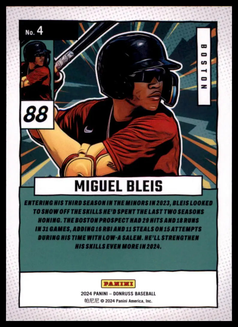 2024 Donruss - Diamond Marvels Miguel Bleis 4 Boston Red Sox Baseball NM - Baseball Card Single