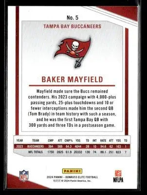 2024 Donruss Elite Baker Mayfield #5 Tampa Bay Buccaneers