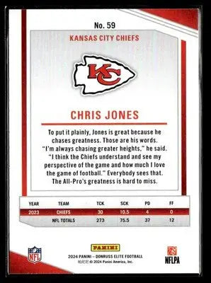 2024 Donruss Elite Chris Jones #59 Kansas City Chiefs