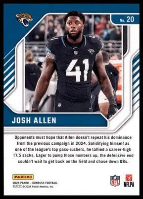 2024 Donruss - Elite Series Josh Allen 20 Jacksonville Jaguars - Football Card Single
