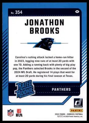 2024 Donruss Jonathon Brooks RC 354 Carolina Panthers - Football Card Single