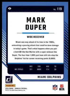 2024 Donruss Mark Duper 119 Miami Dolphins - Football Card Single