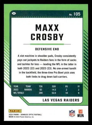 2024 Donruss Optic #105 Maxx Crosby - Football Card Single