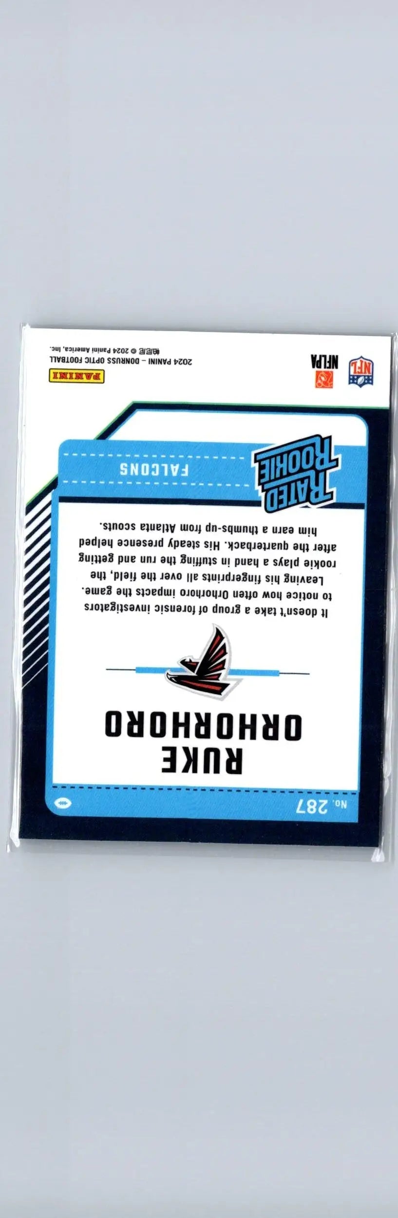 Ruke Orhorhoro football card from 2024 Donruss Optic series positioned for sale